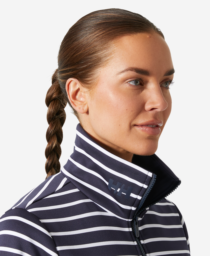 W CREW FLEECE JACKET, Navy stripe