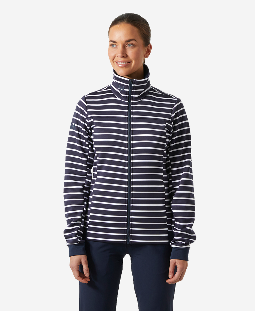 W CREW FLEECE JACKET, Navy stripe