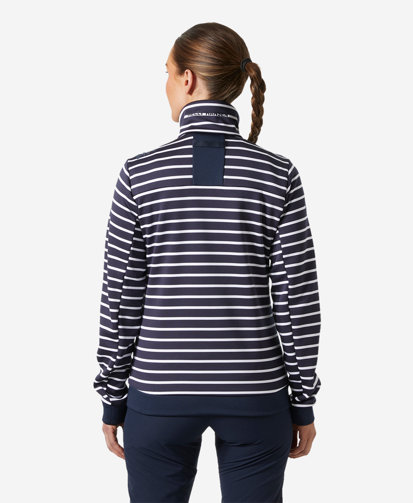 W CREW FLEECE JACKET, Navy stripe