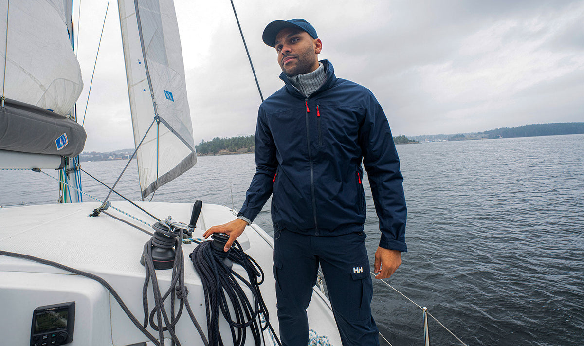 CREW HOODED PILE JACKET, Navy