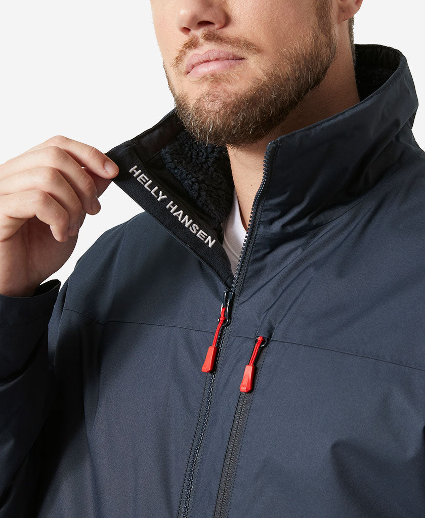 CREW HOODED PILE JACKET, Navy