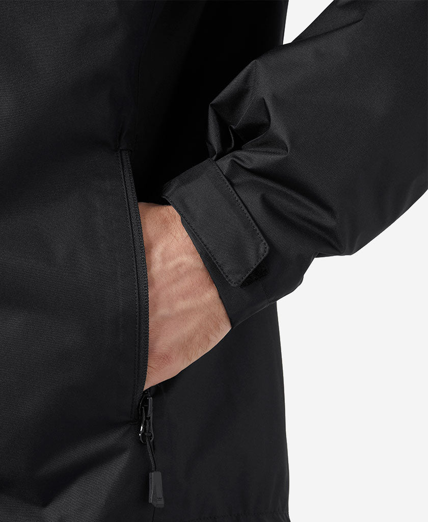 CREW HOODED PILE JACKET, Black