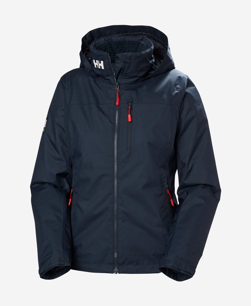 W CREW HOODED PILE JACKET, Navy