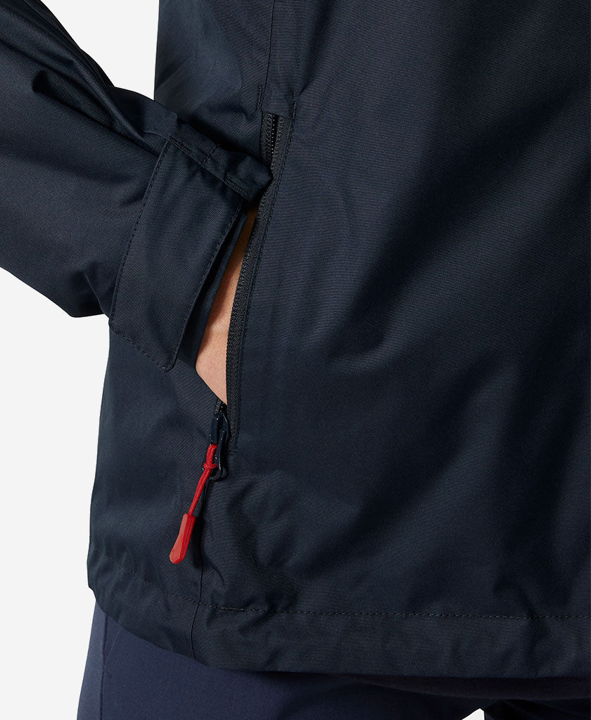 W CREW HOODED PILE JACKET, Navy