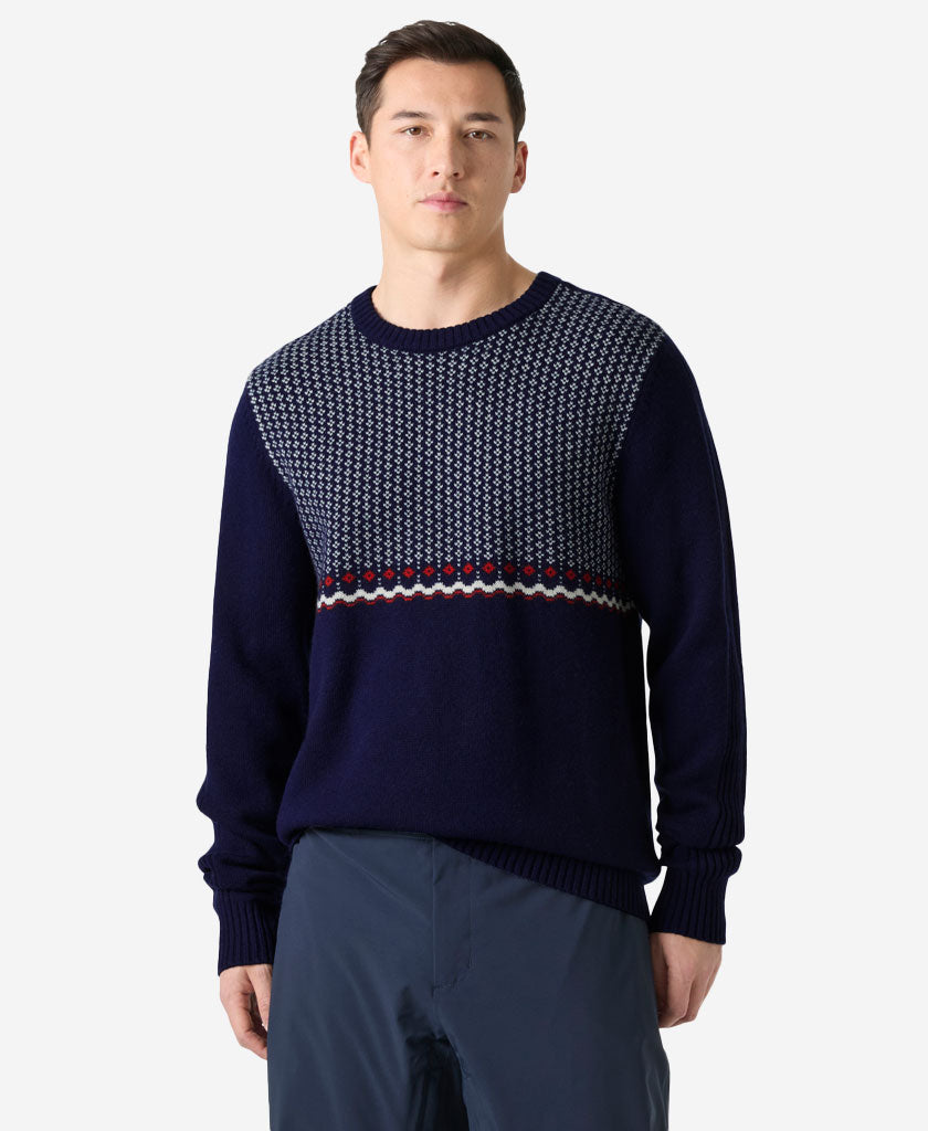 AFTON KNIT SWEATER, Navy Fairisle