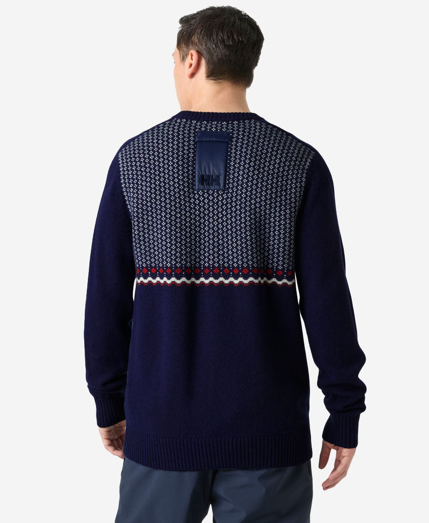 AFTON KNIT SWEATER, Navy Fairisle